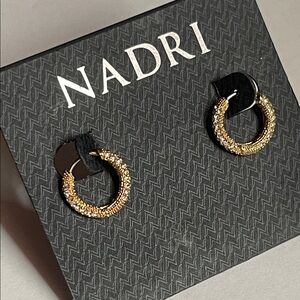 Nadri Textured Gold/Crystal Earrings